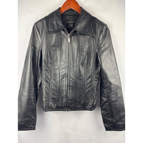 Moda International Womens Black Leather Jacket S - Picture 1 of 4